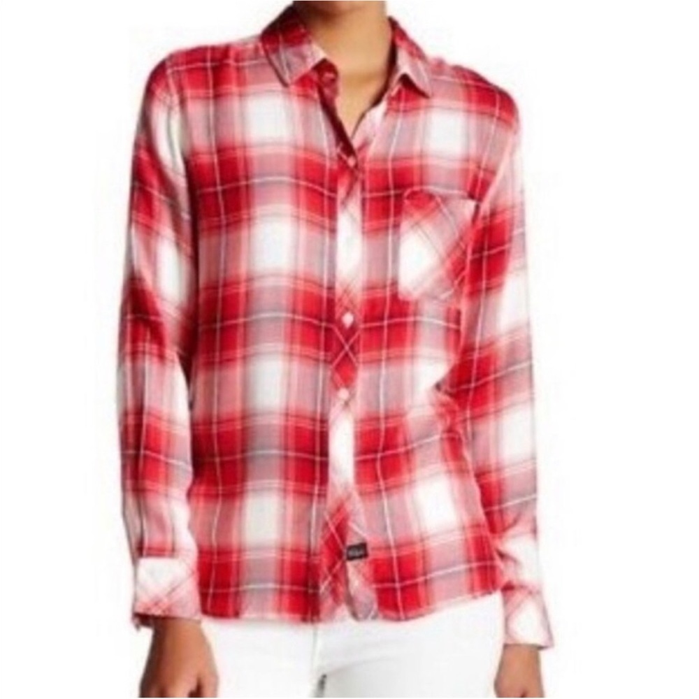 Rails Red And White Plaid Button Down - image 1
